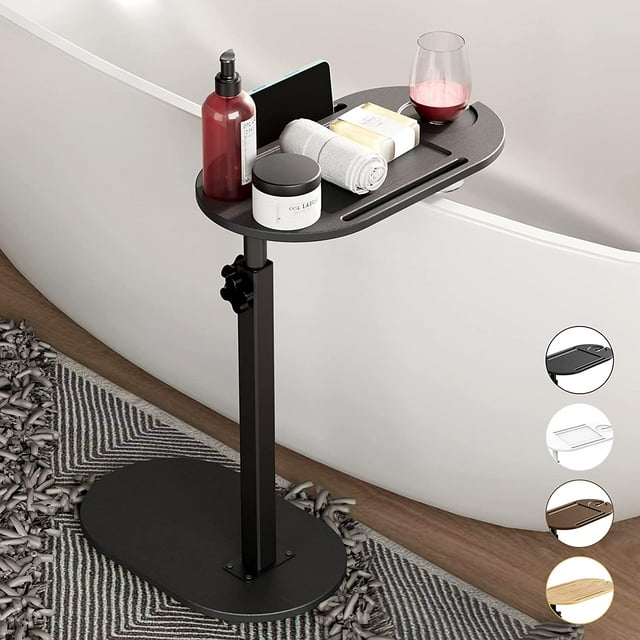 Bamboo Bathroom Bathtub Tray Table, Adjustable & Freestanding Tub