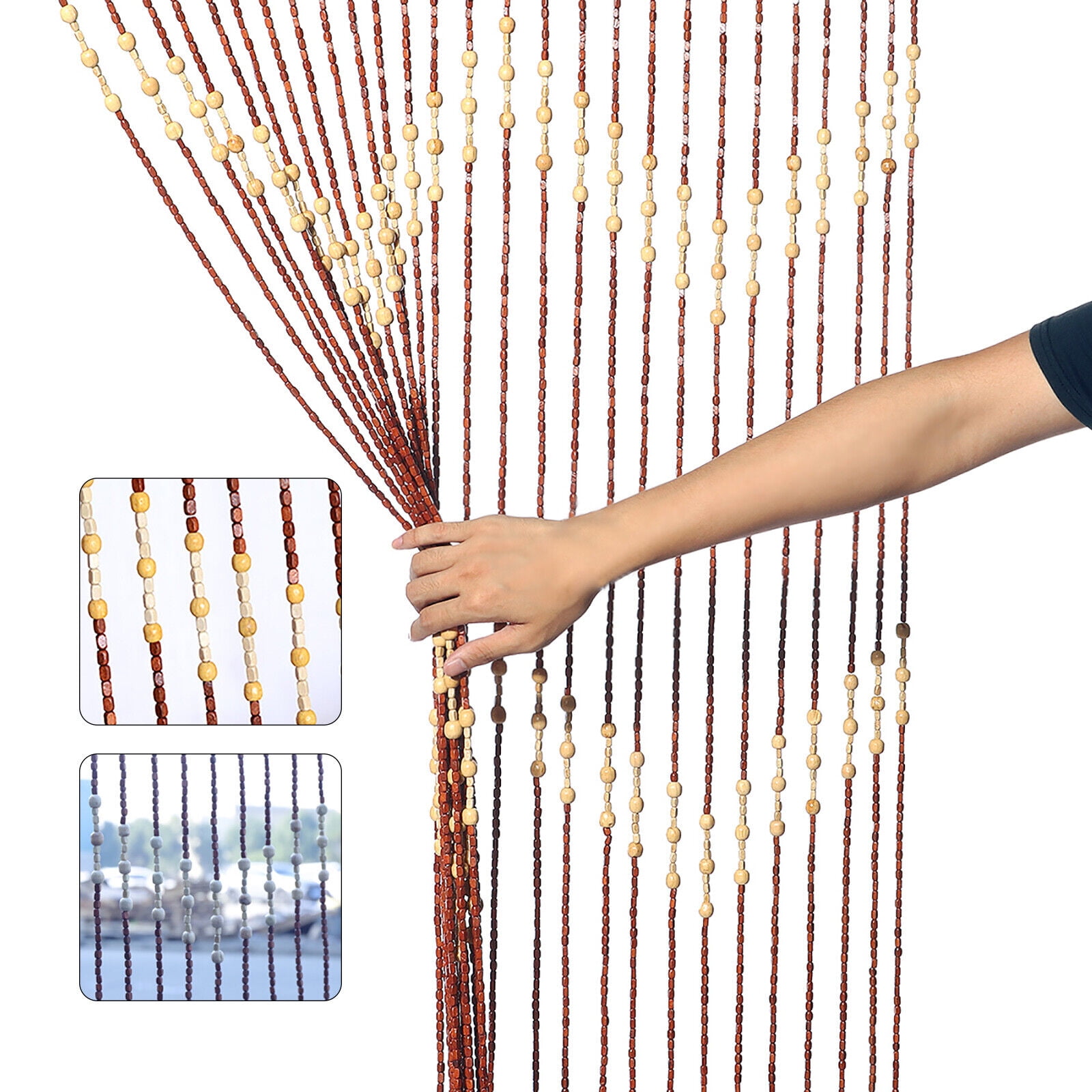 Bamboo Bead Curtain String Door Curtains Beaded Wooden Curtain fit for Doorway