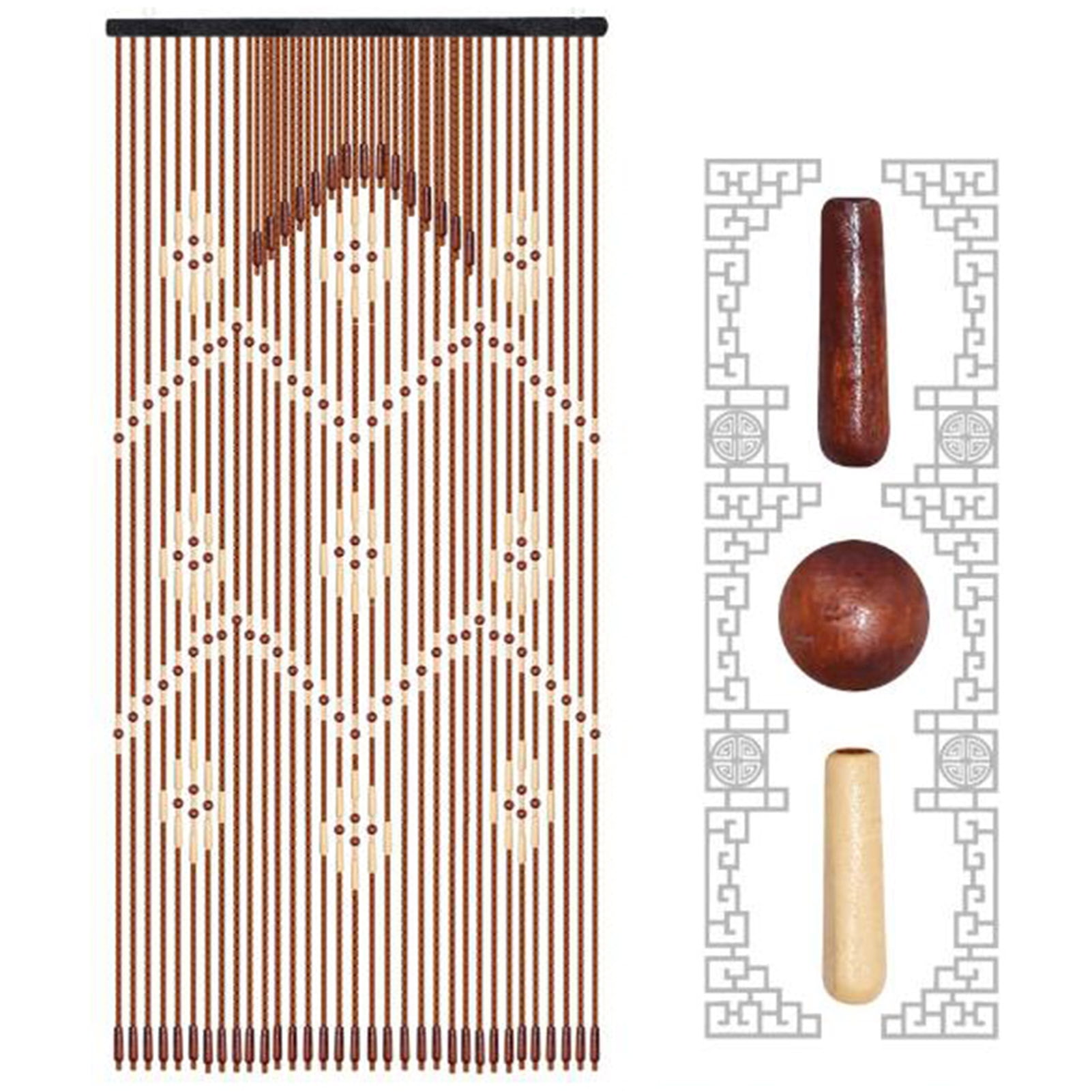Bamboo Beaded Curtain for Door Doorway,Window Hanging Room Divider,Boho Rustic Home Decor,Hanging Wood Beaded Curtain for Doorways for Home Decor