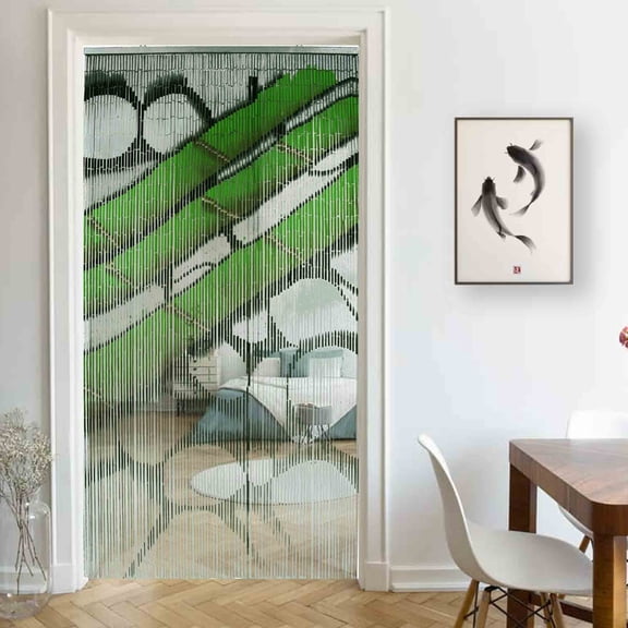 Bamboo Beaded Door Curtain 90 Strings 79" H x 36" W Pebbles