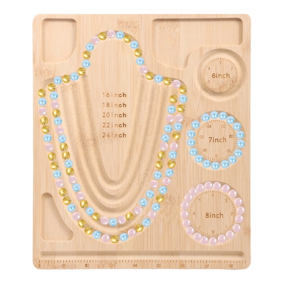 Bamboo Beading Board Bamboo Bead Board for Jewelry Making Beading Tray with Measurement for Necklace and Bracelet Making Kit 10.24 x 9.45 inch
