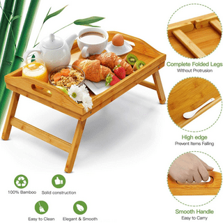 Bamboo Wood Bed Tray Useful Breakfast Laptop Desk Tea Food Sofa Bed Tr