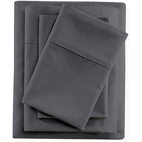Bamboo Bed Sheets - Olympic Size Sheets - 4 Piece Set - 100% Bamboo Organic Sheets 12" Deep Pockets - Eco Friendly & Cooling Breathable Sheets and Pillowcases - Dark Grey Solid.