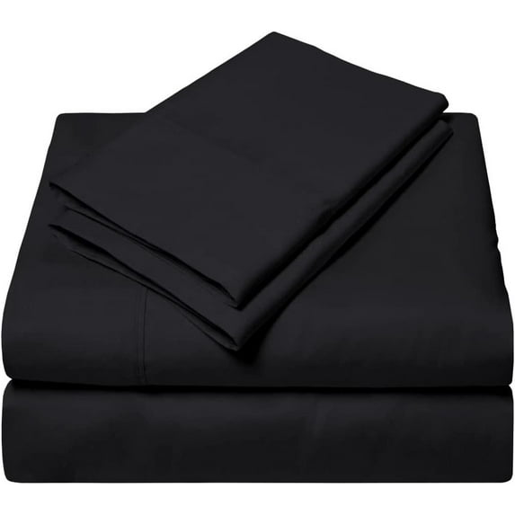 Bamboo Bed Sheets Set with 12" Inch Deep Pocket - Ultra Soft & Cooling Organic Sheets - 4 Piece Sheets & Pillowcases - 100% Luxury Bamboo Bedding - Black Solid, Twin Size.