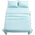 thumbnail image 1 of Bamboo Bed Sheets Set Twin Size, Aqua Blue Cooling Bamboo Bed Sheets with Deep Pocket, 3 Pieces Twin Sheet and Pillowcase Set, 1 of 7