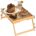 thumbnail image 1 of Bamboo Bed Tray Table with Foldable Legs, Breakfast in Bed Tray for Eating, Kitchen Serving Trays, Folding Table for Sofa, Beds, Eating, Working, Used As Laptop Desk Snack Trays, Brown, 1 of 9