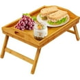 Bamboo Bed Tray Table with Foldable Legs, Breakfast Tray for Sofa, Bed