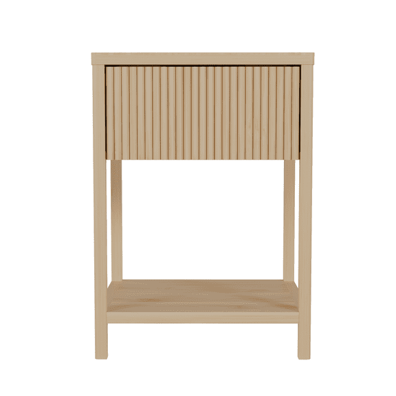Bamboo Bedroom Nightstand with Charging Station, 2 Tier End Table, Bamboo Bedside Table with USB Ports & Outlets, Night Stand for Bedroom Drawer & Open Shelf, Natural Color