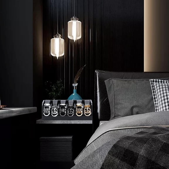 Bamboo Belt Organizer Box, 6 Grids Belt Rack for Closet and Drawer, Belt Storage Organizer and Displayer for Men Women