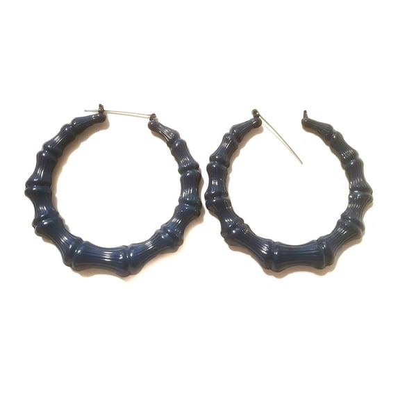 Bamboo Black Hoop Earrings Bamboo Hoop Earrings 3 inch Hoops