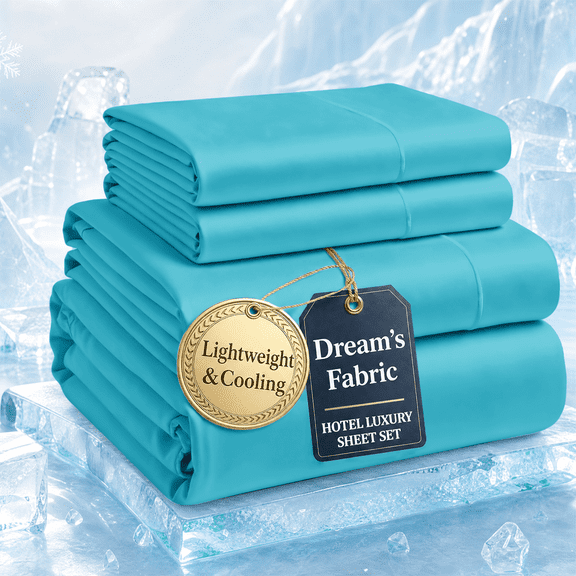 Bamboo Blend Queen Sheets set, Viscose Derived from Bamboo Bed Sheet Set, Luxuriously Soft & Cooling, Double Stitching,Cooling Sheets for Hot Sleepers, Soft Deep Pocket Sheet Set