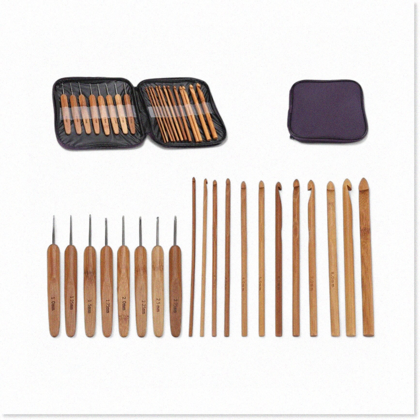 Bamboo Bliss Crochet Hook Set - 20PCS Kit with Wood Handles | 20 Sizes ...