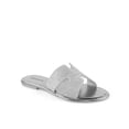 thumbnail image 1 of Bamboo Block Embellished H Band Women's Slide Sandals in Silver, 1 of 3