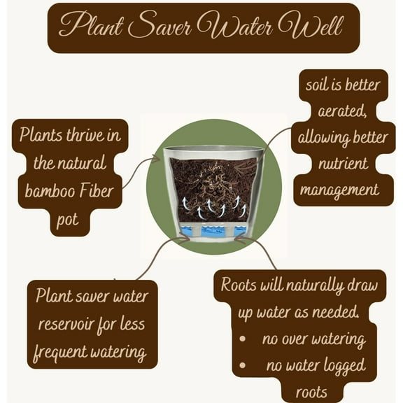 Bamboo Blooms 7" Round Self-Watering Indoor/Outdoor Bamboo Pots Wildflower