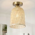 thumbnail image 1 of Bamboo Boho Caged Close to Ceiling Light, Farmhouse Vintage Woven Semi Flush Mount Ceiling Light for Hallway Foyer Bedroom Dining Room Kitchen Balcony, 1 of 7