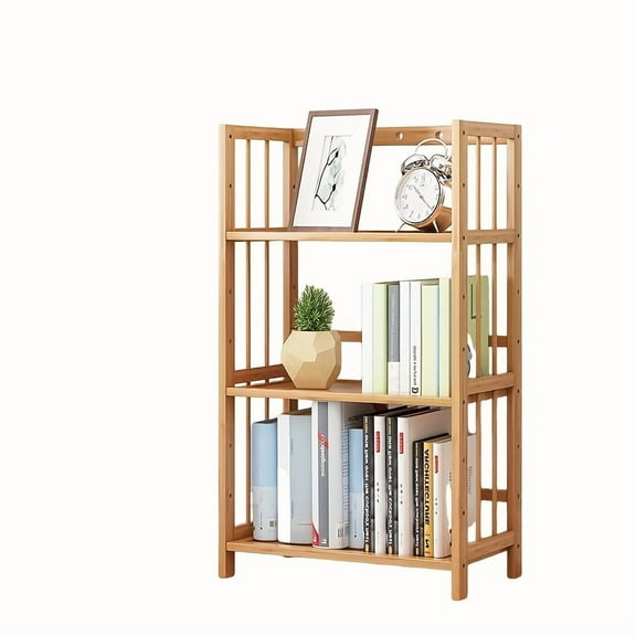 Bamboo Book Shelf, BMulti- Tier Bookcase Storage Shelves, Multipurpose Storage Display Shelf Adjustable Storage Rack for Bathroom Home Office Living Room Kitch