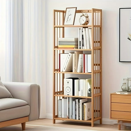 [Bamboo Book Shelf] Multi-Tier Adjustable Bamboo Book Shelf for Bathroom, Home Office, Living Room, Kitchen