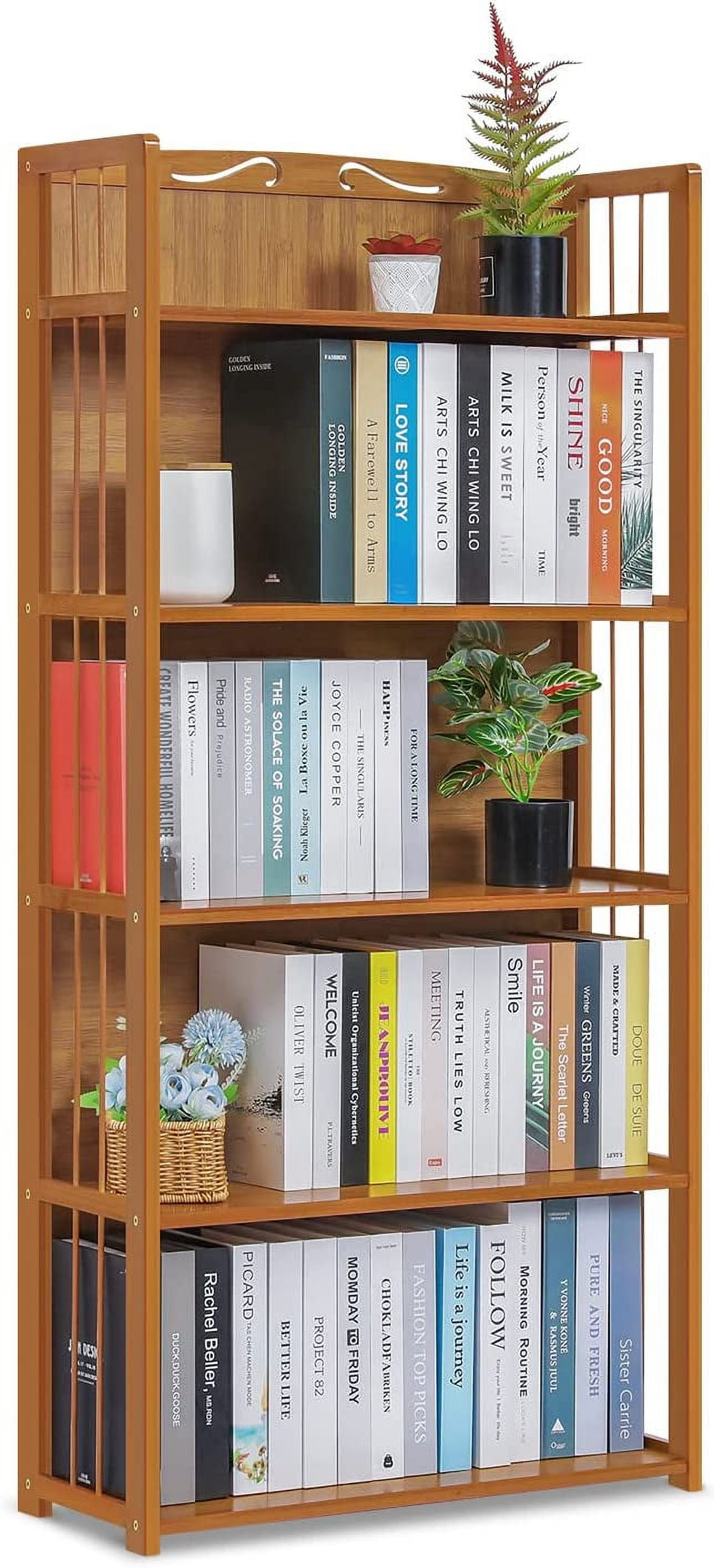 Homfa Triple Wide 6-Tier Bamboo Bookshelf, 5ft Tall Bookcase Homfa Triple Wide 6-Tier Bamboo Bookshelf, 5ft Tall Bookcase
