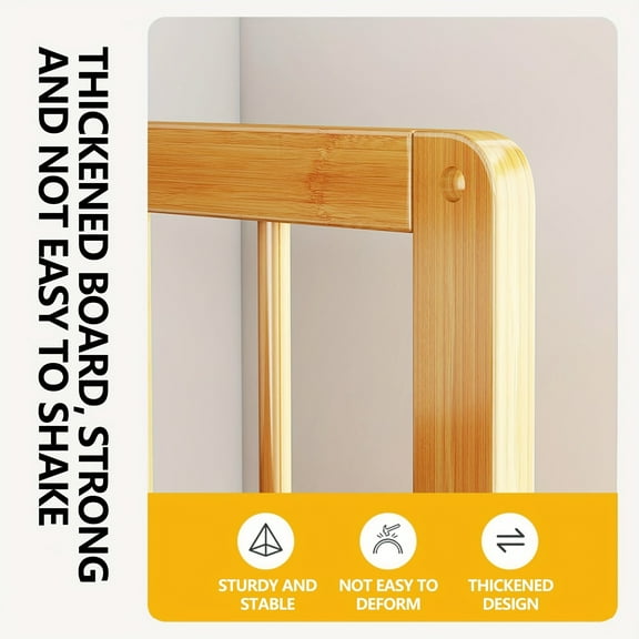 Bamboo Bookshelf with Adjustable Shelves, Narrow 4 or 5 Tier Wooden Bookcase, Natural Storage Shelf Organizer for Small Spaces, Bedroom, ,