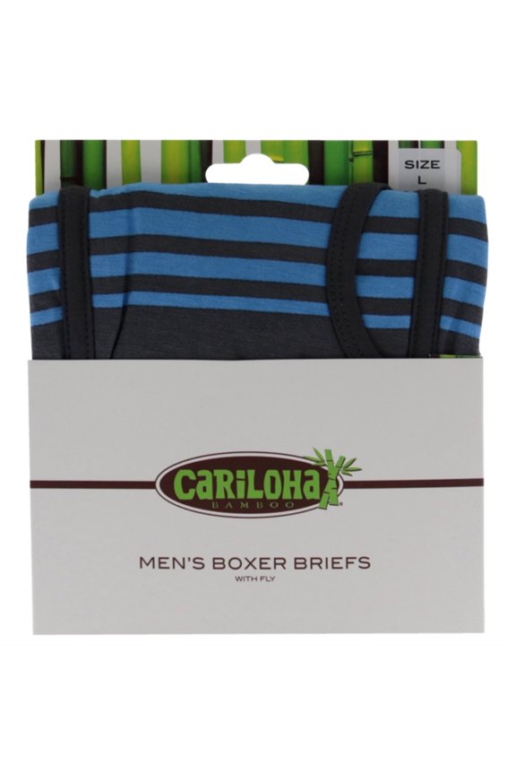 Bamboo Boxer Briefs - Caribbean Blue Stripe by Cariloha for Men - 1 Pc Boxer (L)