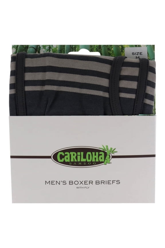 Bamboo Boxer Briefs - Shoreline Gray Stripe by Cariloha for Men - 1 Pc Boxer (M)
