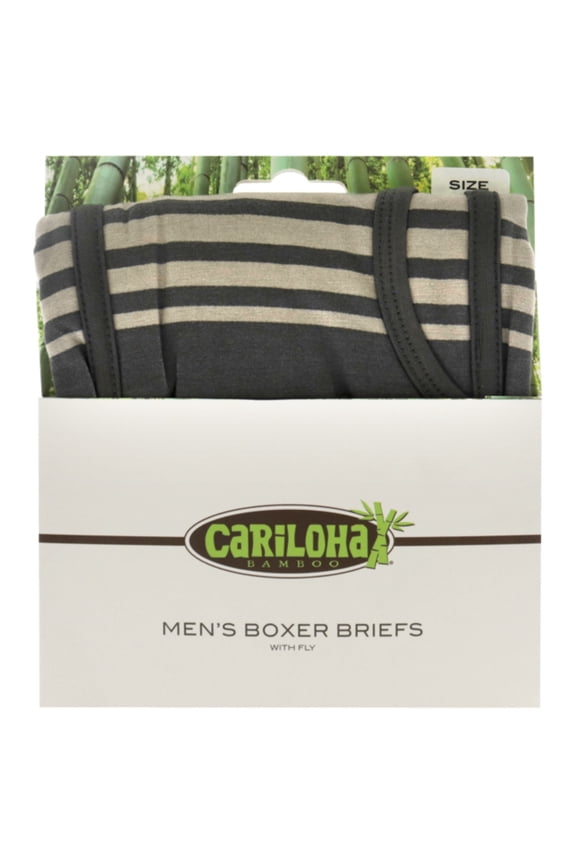 Bamboo Boxer Briefs - Shoreline Gray Stripe by Cariloha for Men - 1 Pc Boxer (XL)