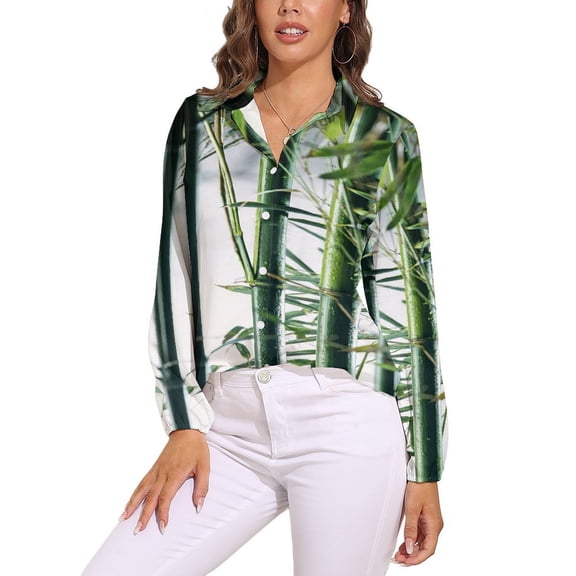 Bamboo Branches Pictures Long Sleeve Blouse Woman Streetwear Casual Shirts Summer Oversize Woman Streetwear Clothing Birthday Present