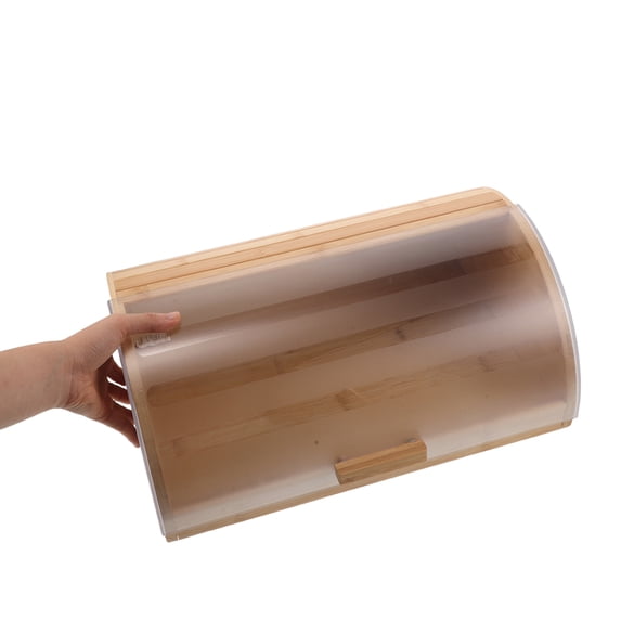 Uonlytech Bamboo Bread Box with Transparent Acrylic Lid for Kitchen Storage, Khaki Color, Spacious and Stylish