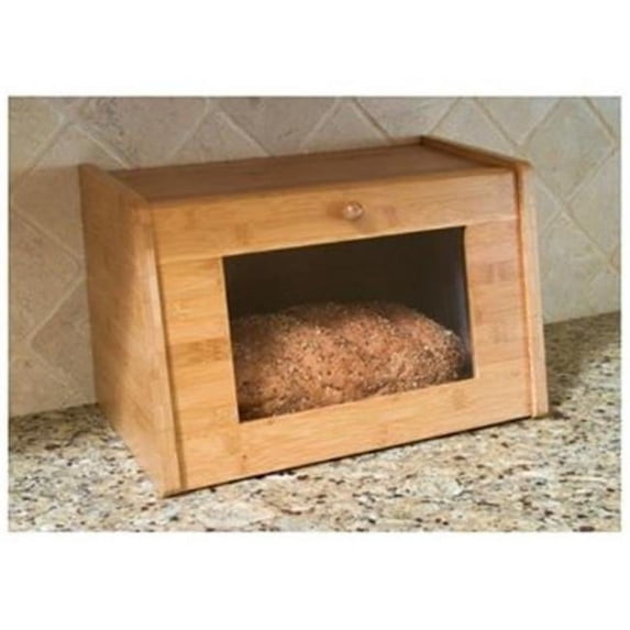 Bamboo Bread Box With Tampered Glass Window Door