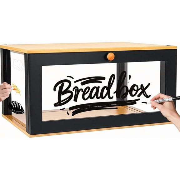 Bamboo Bread Box for Kitchen Countertop Pastry Display case kitchen Storage (black)