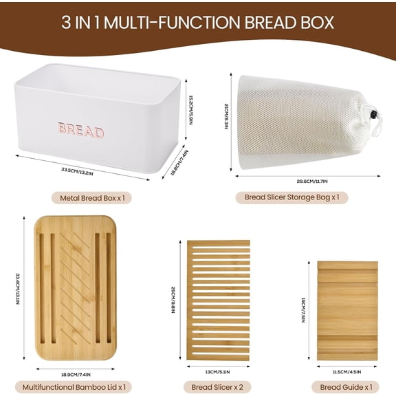 Bamboo Bread Slicer for Homemade Bread with Crumb Tray & Storage Box Adjustable Slicing Guide for Sourdough, Bagels & Sandwiches Gift for Bakers & Bread Makers$$Home Decor, Kitchen, & Other