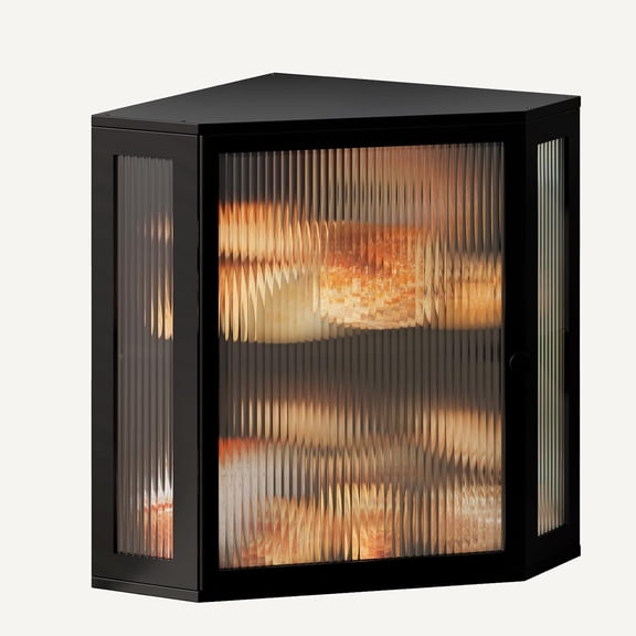 Bamboo Bread Storage Bin with Acrylic Door, Double-Layer Countertop Bread Box, Black, Extra Large