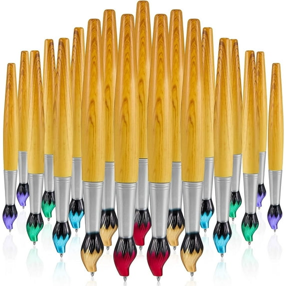WSNIJFU Bamboo Brush Shape Ballpoint Pen Novelty Retractable Paintbrush Ink Pens for Art Activities and Christmas Halloween Near Year Present (5 Pieces)