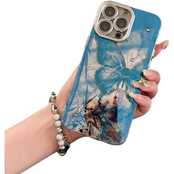 Bamboo Butterfly Full Wrap Case with Lens Film, Lens Full Wrap Protection, Lightweight Premium, Drop Proof, for iPhone 15 14 13 12 11 Pro Max Phone Case (P1,iPhone 15 Pro Max)