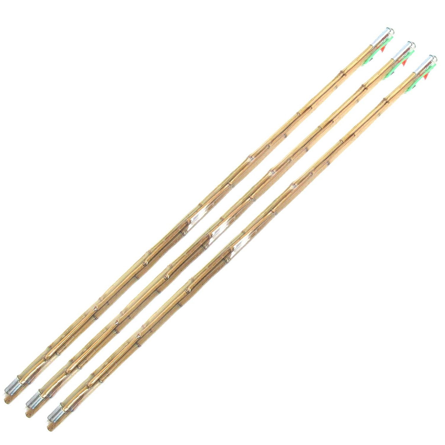 BambooMN 6.5 ft 2 Piece Natural Bamboo Vintage Cane Fishing Pole with Bobber, Hook, Line and Sinker, 3 Sets