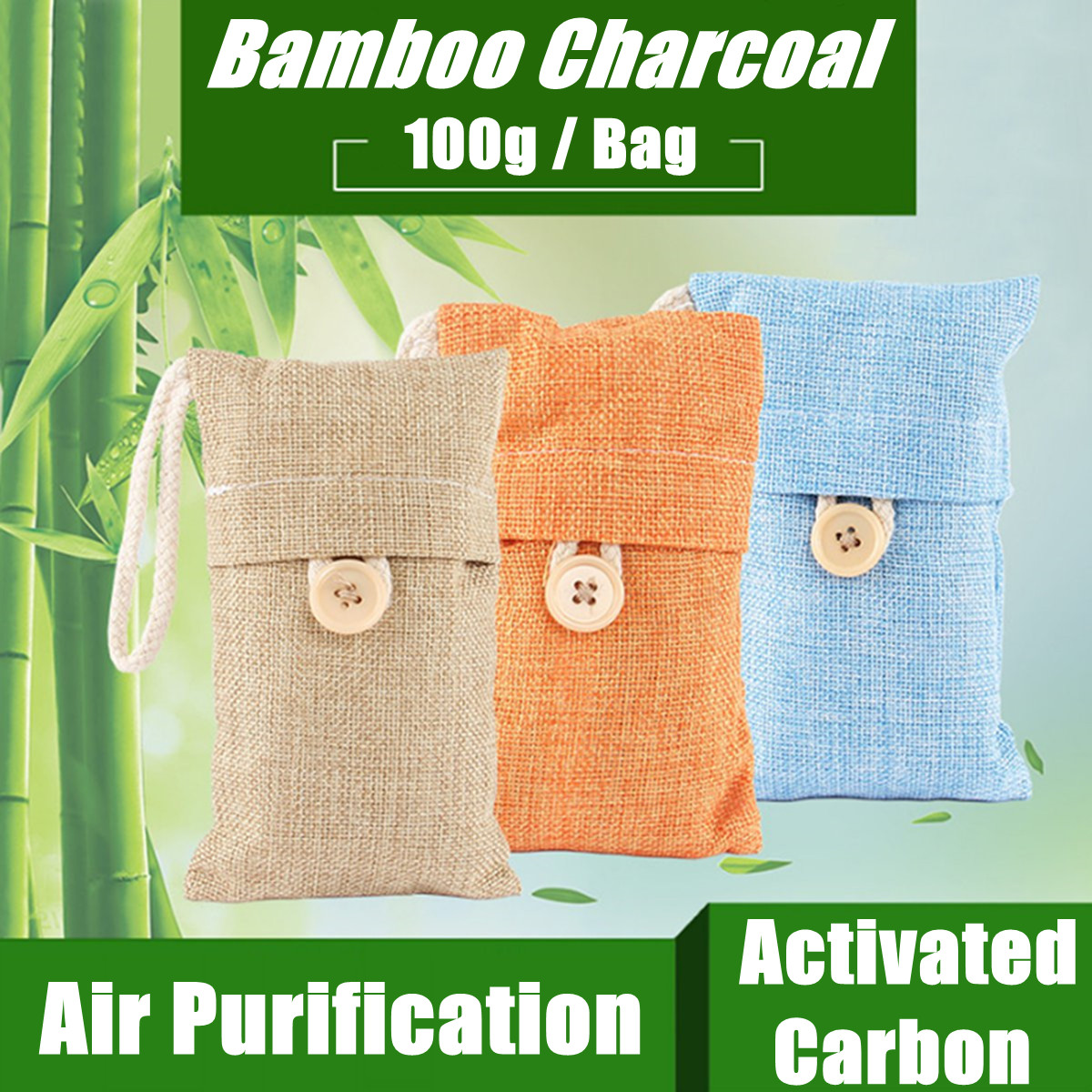Bamboo Charcoal Air Purifying Bag 100g Natural Air Freshener Bags