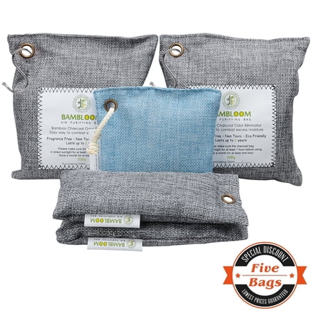 Bamboo Charcoal Bags Odor Absorber - Air Purifying for Closet Fridge Car Home, 200GX2, 75GX1, 50GX2