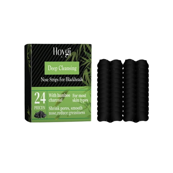 Bamboo Charcoal Blackhead Removal Patches - Gentle Acne Care for Delicate Skin, 24 Pieces