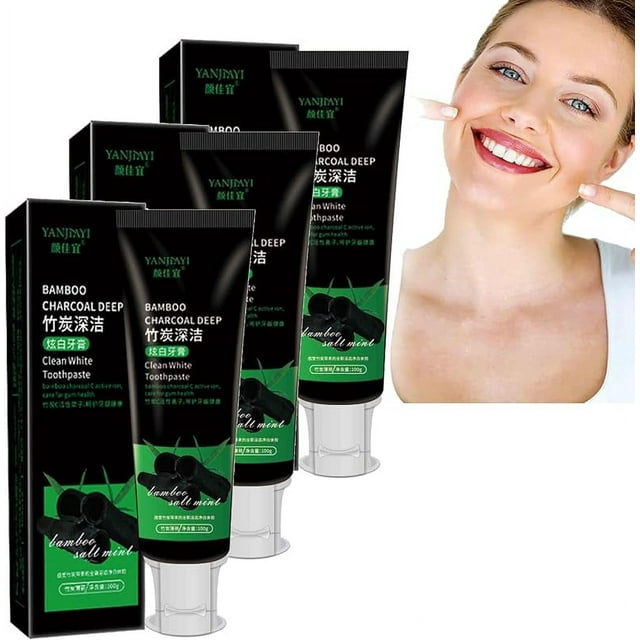 Bamboo Charcoal Deep Whitening Toothpaste - Activated Carbon Deep Whitening Toothpaste to Remove Tooth Stains Fresh Breath