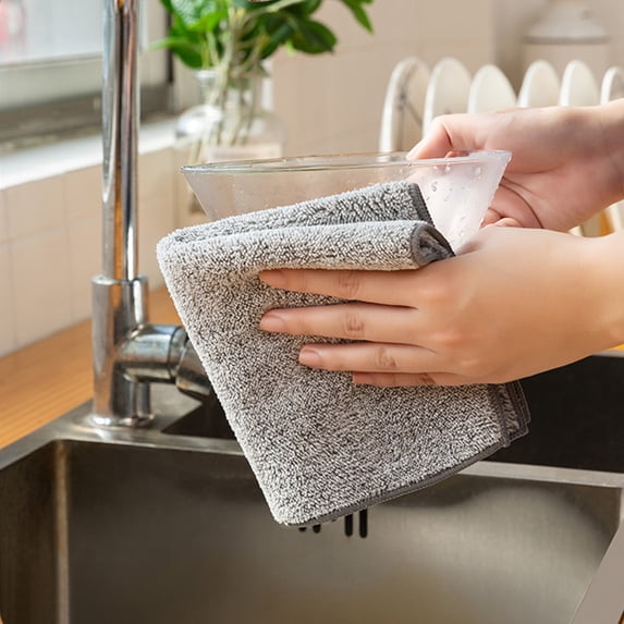 Bamboo Charcoal Dishcloth, Thick Absorbent Kitchen Towel for Dish ...