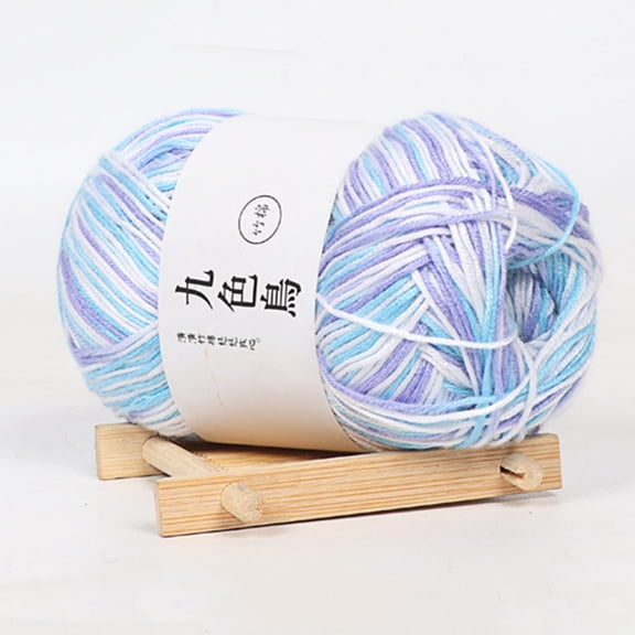 Bamboo Charcoal Woolen Yarn – 1.76oz Soft Breathable Durable Crochet Yarn for Sweaters, Scarves, Hats & Travel Knits, Moisture-Wicking, Shape-Keeping, White Blue Blue, By Harlik