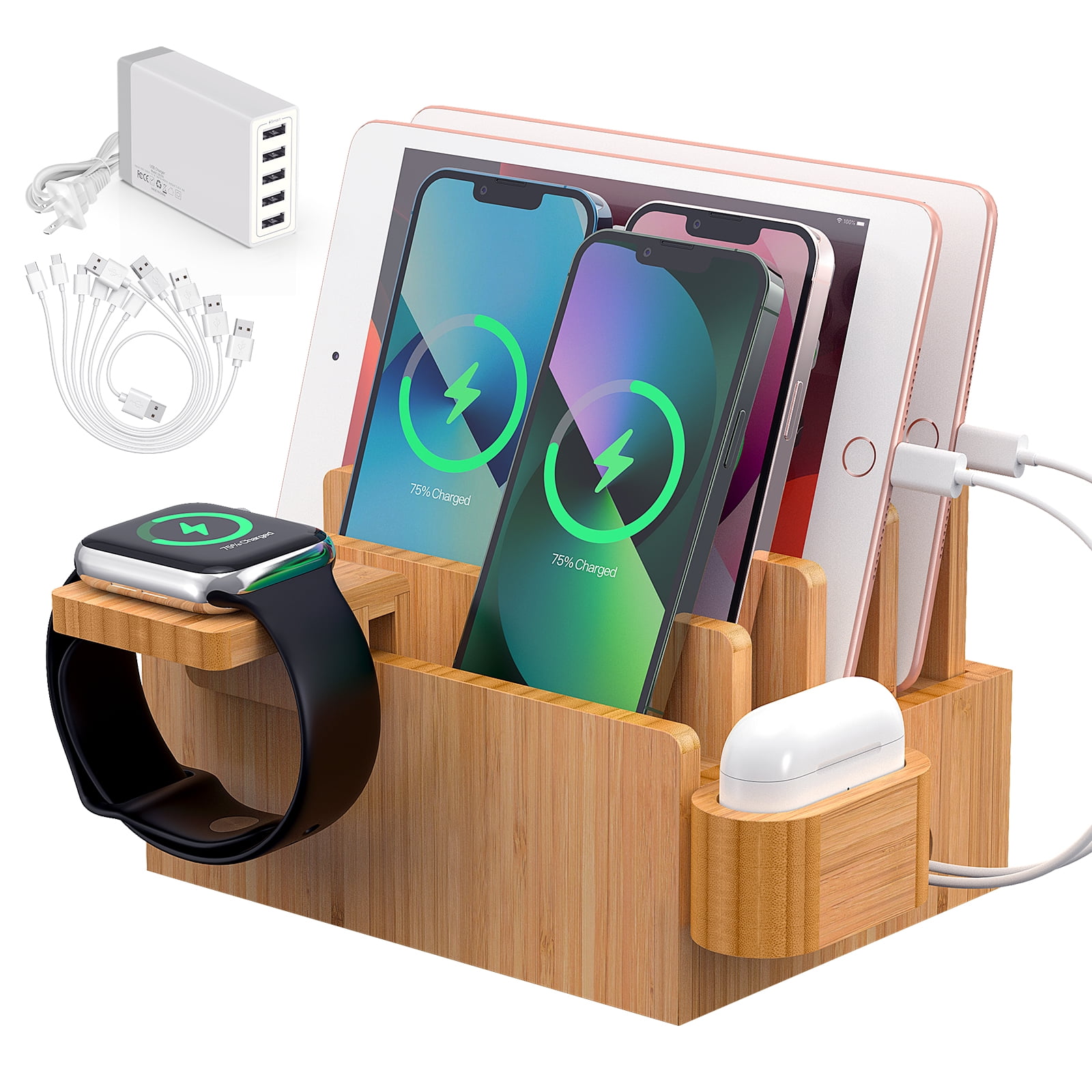Bamboo Charging Station for Multiple Devices, Philippines Ubuy