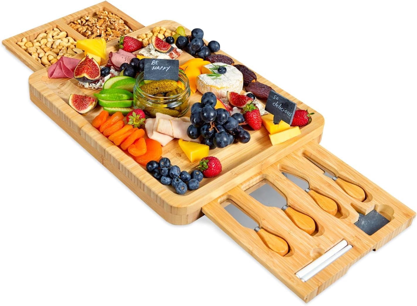 Bamboo Cheese Board and Charcuterie Boards Set & Serving Tray for Meat ...