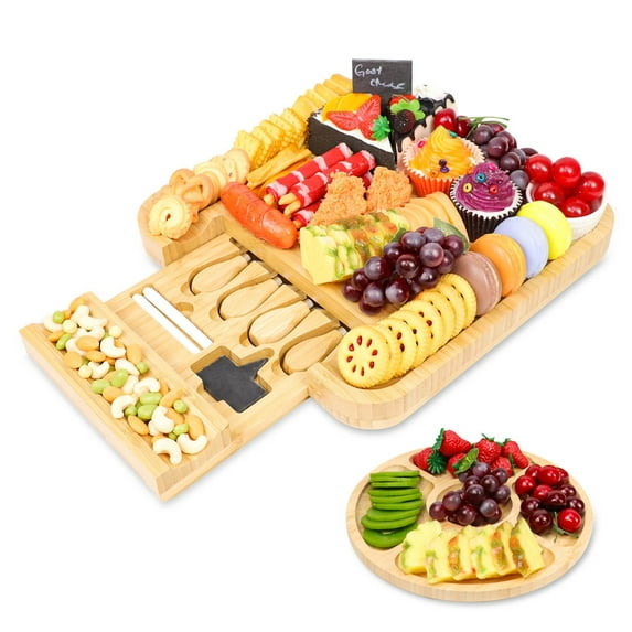Bamboo Cheese Board Set, Large Charcuterie Board Set