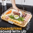 thumbnail image 1 of Bamboo Cheese Board with Clear Acrylic Lid, Leakproof & Reversible, Serving Platter for Parties & Camping, 1 of 12
