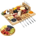 thumbnail image 1 of Bamboo Cheese Board with Cutlery Set Cheese Tray, Wooden Cheese Set Including 13-Piece Knife Set, 1 of 5
