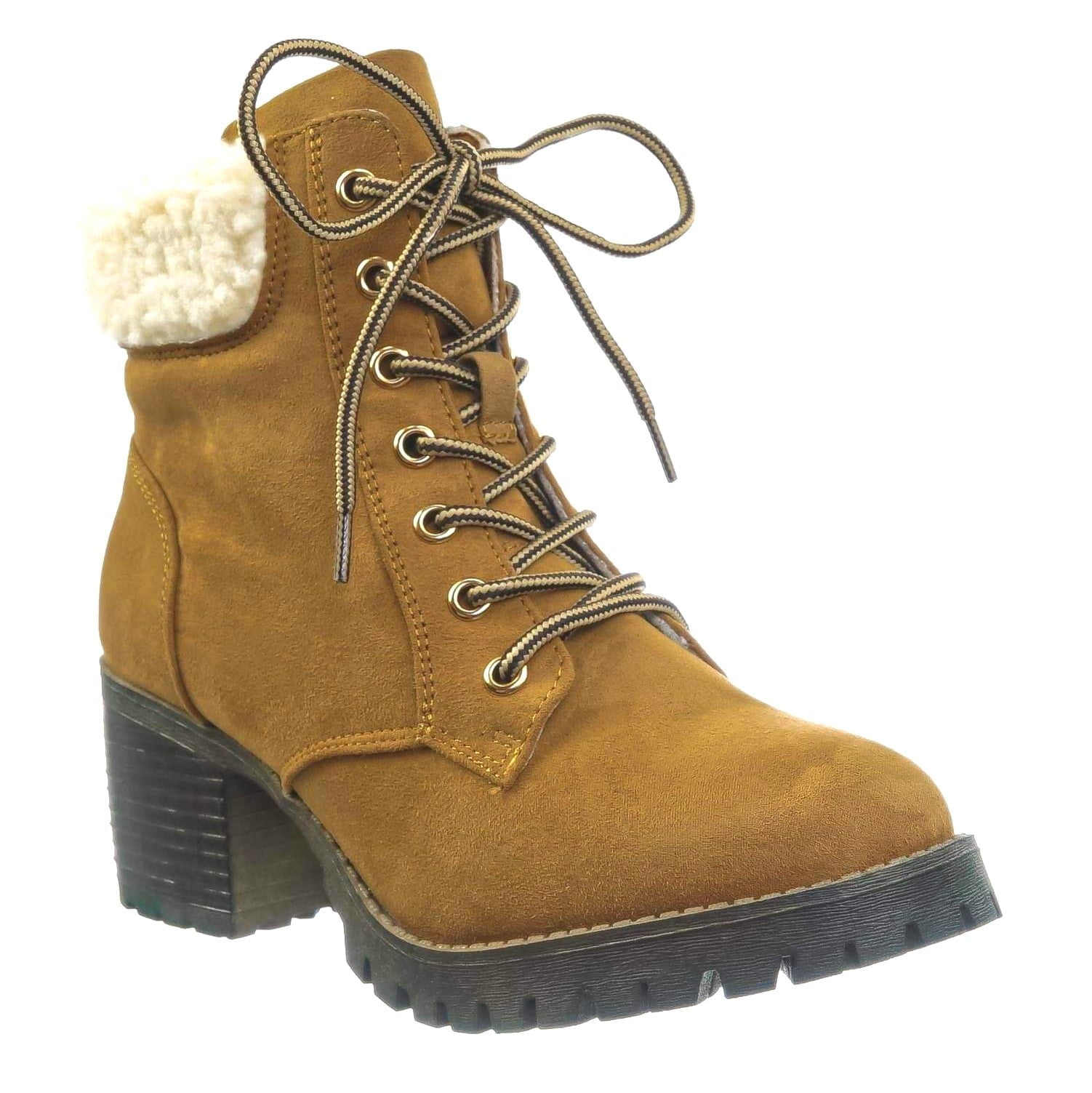 Bamboo Chief 19 Mucker Combat Boots with Shearling Women s Faux Fur Lined Sport Booties TANFS 9 Walmart