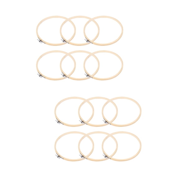 Bamboo Circle Cross Stitch Sewing Hoop for Pendant Embroidery Frame Adjustable 12 Pcs