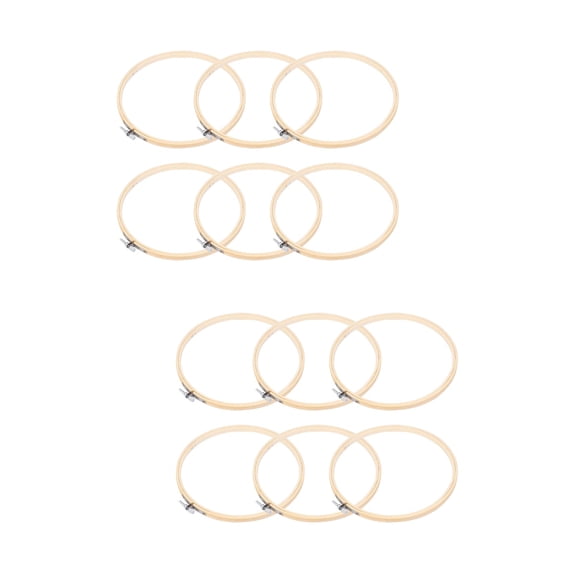 Bamboo Circle Cross Stitch Sewing Hoop for Pendant Embroidery Frame Adjustable 12 Pcs