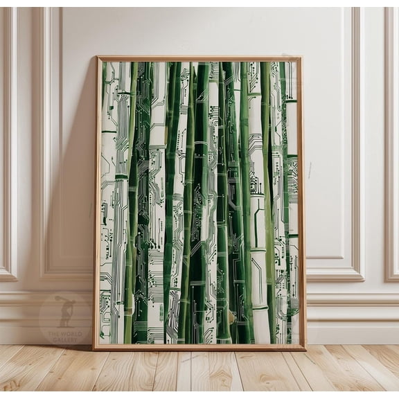 Bamboo Circuit Green Tech Modern Poster Unframed Paper Print